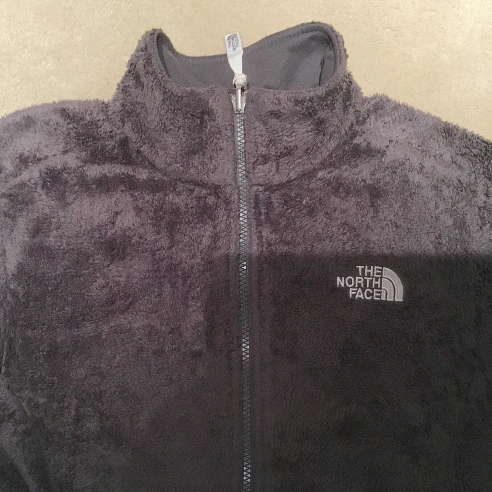 Women’s gray fuzzy fleece ~NORTH FACE jacket/size M - Picture 3 of 8